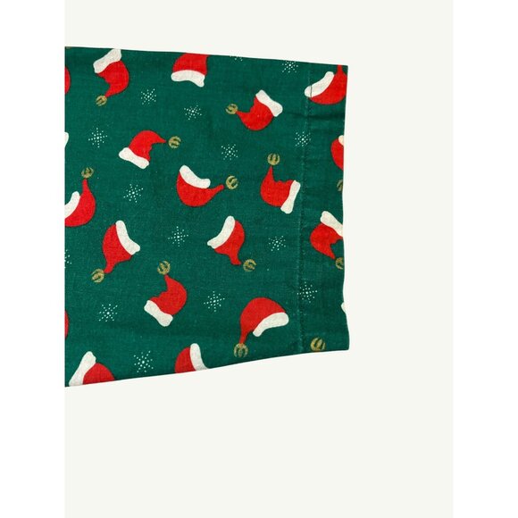 Christmas Themed Green Button-Up Scrub Jacket With Santa Hat Print Homemade - Picture 6 of 10